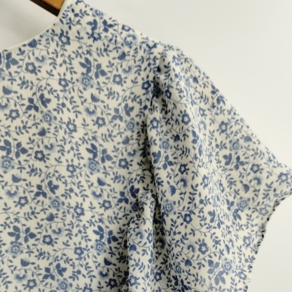 Madewell Top Georgette Ruffle Sleeve‎ Peplum American Floral Blouse - Picture 8 of 10